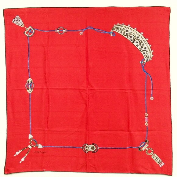 Authentic Cartier Jewelry pattern scarf silk[Used] - Picture 1 of 6